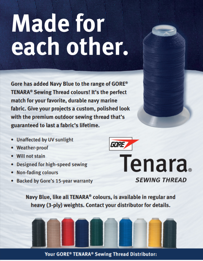 Postcard to promote new Navy Blue sewing thread.