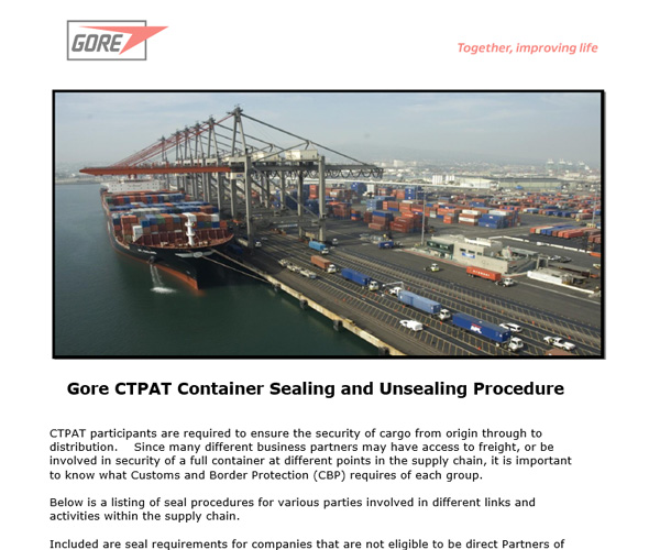 Gore CTPAT Container Sealing and Unsealing Procedure