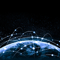 Image of globe and interconnected network represents Gore’s worldwide service and operational support capabilities