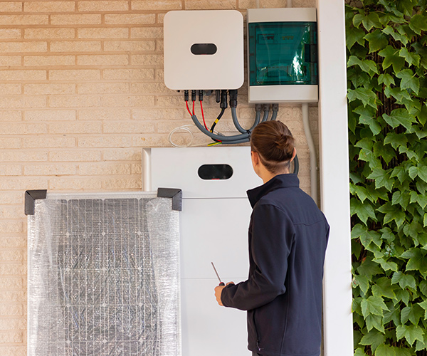 PTV battery man at outdoor station residential