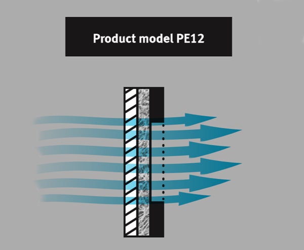 graphic representing airflow through the product model PE12 vent