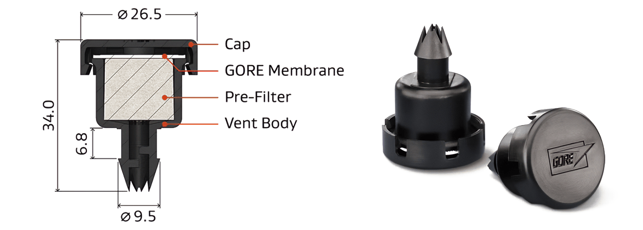 A comparison of a cross-section of Tube-mount vents vs the actual product.
