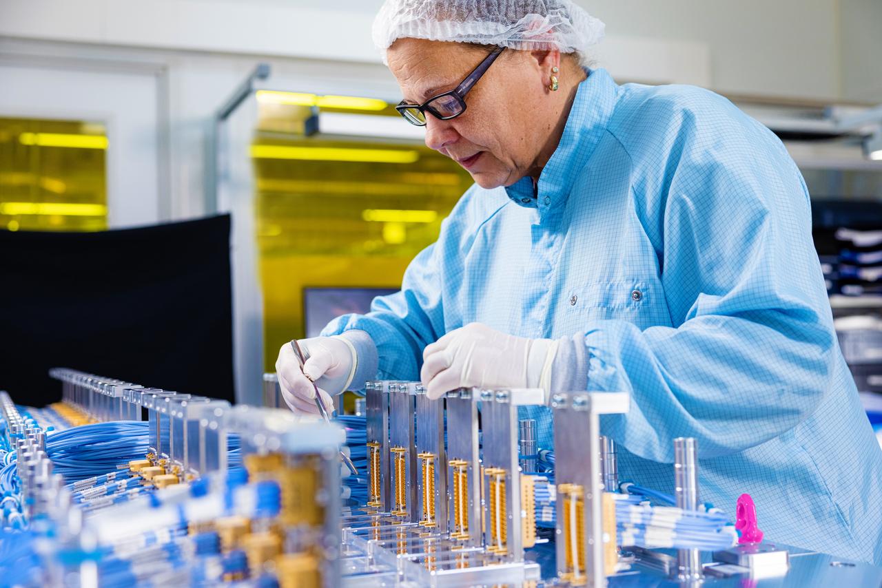Gore Associates assembling space cables on a mock-up