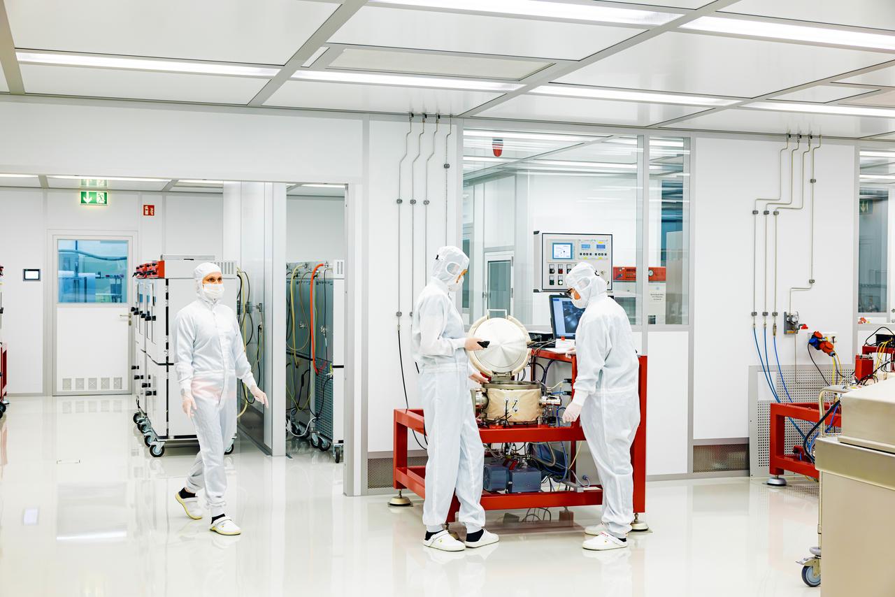 associates testing materials in a laboratory