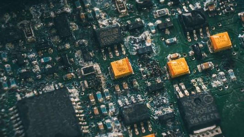 Close of up an electrical board.