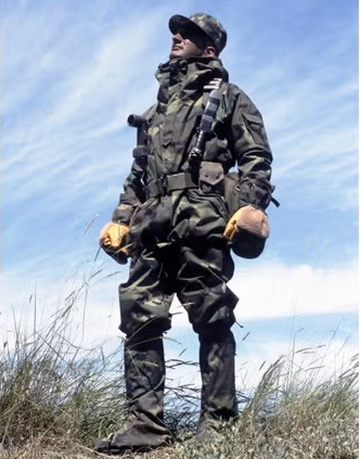 photo of military member from 1980's in camo gear
