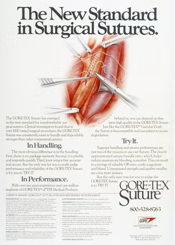 image of sutures sales flyer from 1980's