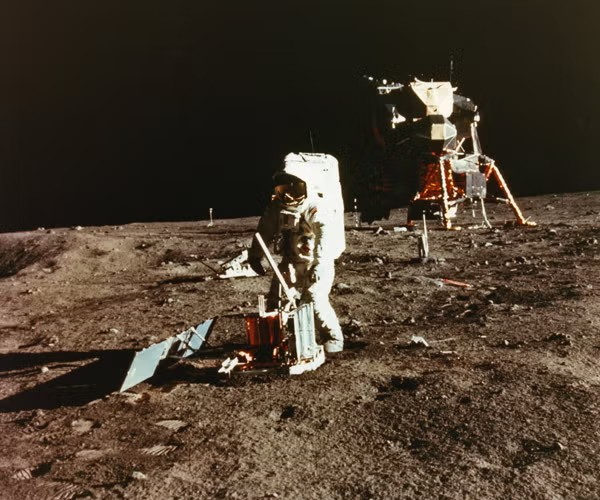historical photo of original moon landing