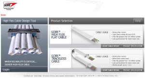 Screenshot of High Flex Cable and Trackless Cable Design Tool