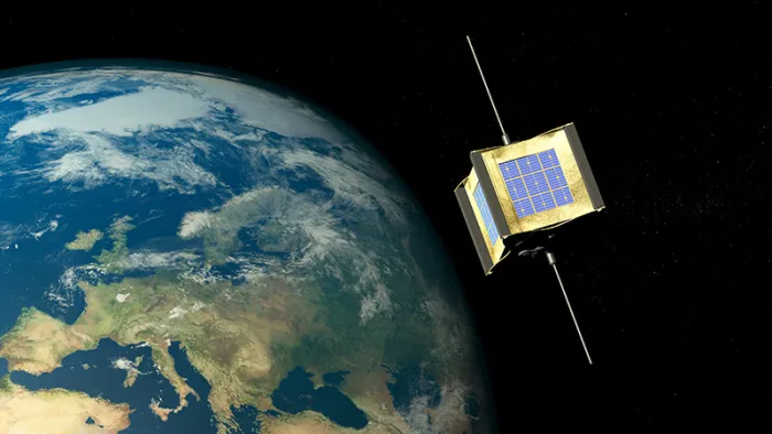 Cube Satellite Orbiting Earth