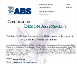GORE® GR Sheet Gasketing: Marine and Offshore Applications Certificate